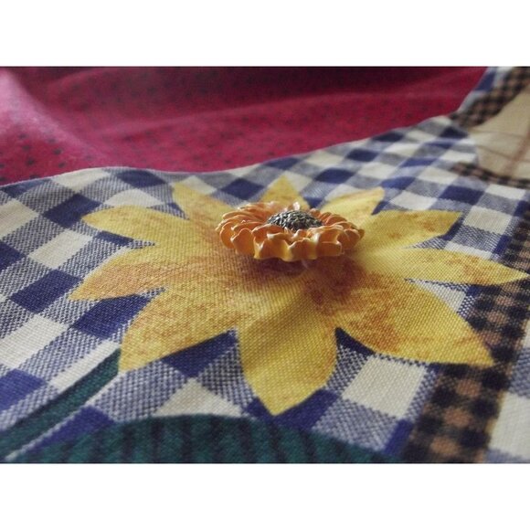 Retro Vest Womens Medium handmade Sunflower plaid Patchwork Country Primitive - Picture 8 of 9